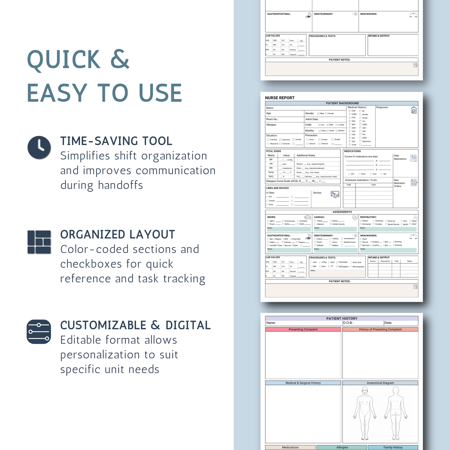 Editable ICU Nurse Report Sheet