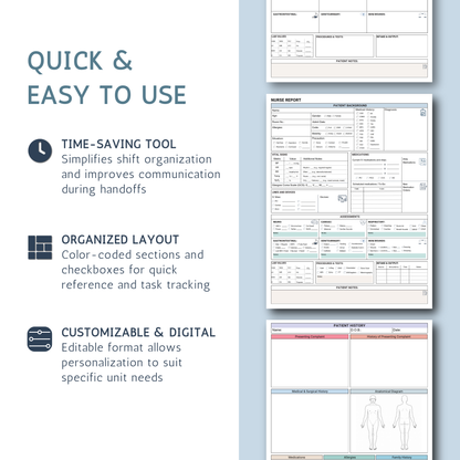 Editable ICU Nurse Report Sheet