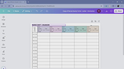 Nurse Shift Organizer - Nurse Hourly To Do